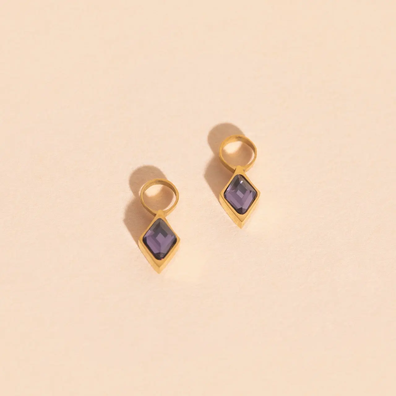 February Birthstone Huggie Hoop Charms