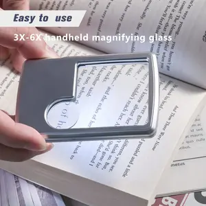 Topoptical 3x 6x LED Illumination Handheld Portable Card Magnifier, Silver Color, Ideal for Elderly Reading, Coin Inspection, Jewelry Authentication