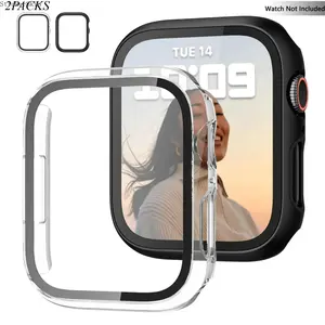 2 PACKS 2026 NEW  Hard PC Case with Tempered Glass Screen Protector, 2 Counts Ultra-thin Scratch Resistant Clear Cover for iWatch Series 49mm 45mm 44mm 42mm 41mm 40mm 38mm
