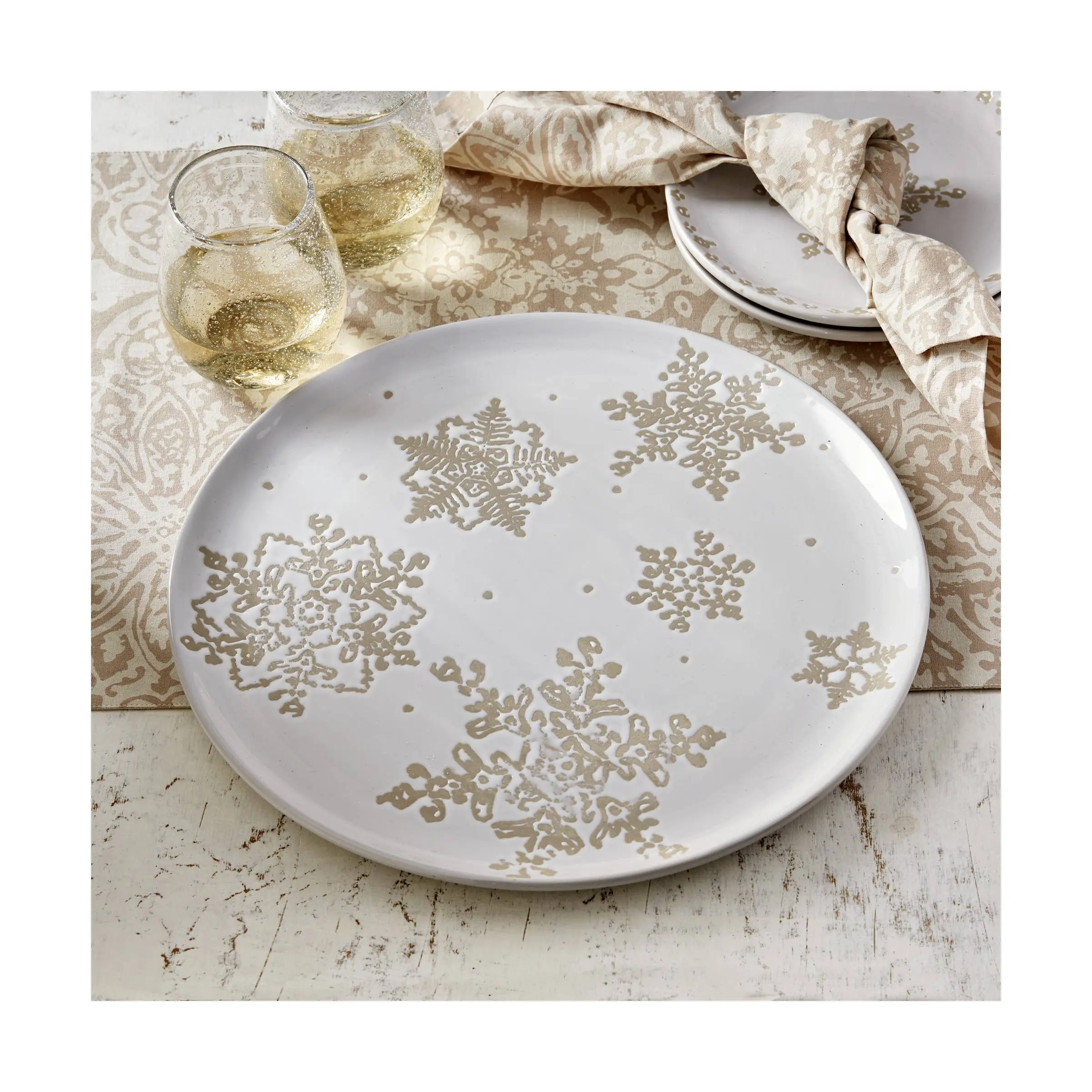Falling Snow Platter Multi Earthenware Christmas