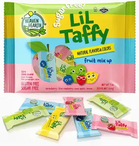 Heaven & Earth Sugar Free Lil Taffy Fruit Mix (Approx. 20 Count) | Dye Free Candy | Made with Natural Colors & Flavors, No High Fructose Corn Syrup, Gluten Free, Nothing Artificial, Goody Bag and Pinata Fillers, Kosher, Wonderfully Delicious!