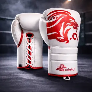 ALPHA LACE BOXING GLOVES 16oz White/Red