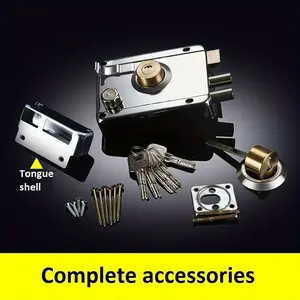 1pc Heavy-Duty Stainless Steel Security Lock with Pure Copper Cylinder & Atomic Key - Easy Install, No Assembly Needed, Perfect for Classrooms, Dorms & Rental Doors, 4.7" x 3.4, Door Locks for Home