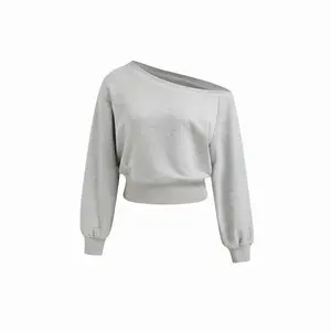 Cider Terry Asymmetrical Neck Long Sleeve Sweatshirt