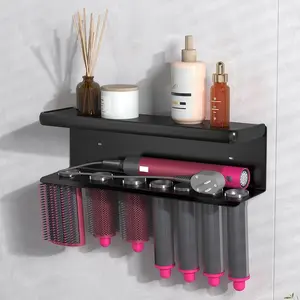 Hair Curler Storage Rack, Blow Dryer Stand, No-Drill Hair Styling Holder, Modern Design, Space-Saving Bathroom Organizer