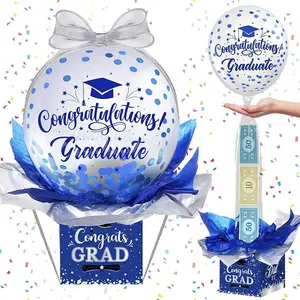 2024 Graduation Gifts Pull Money Balloon Box for Cash Money Holder Surprise Kit Class of 2024 Graduation Decorations for Boys Girls College High School Graduation Party Supplies