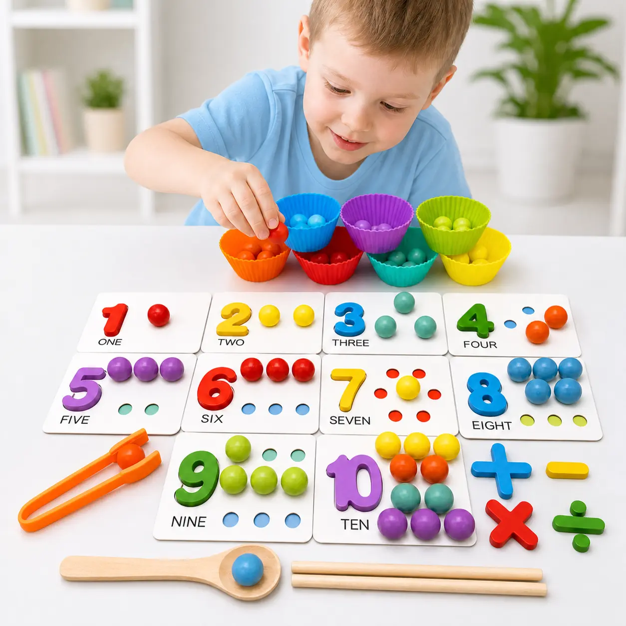 Educational Learning Tools Kids Learning Materials Toddler Stuff Sensory Toys Montessori Sorting at Home Montessori Toddler Toys Math Counting Game Kids Activities at Home Educational Toy Set For Kindergarten Learning Game Number Counting Blocks Math Teac