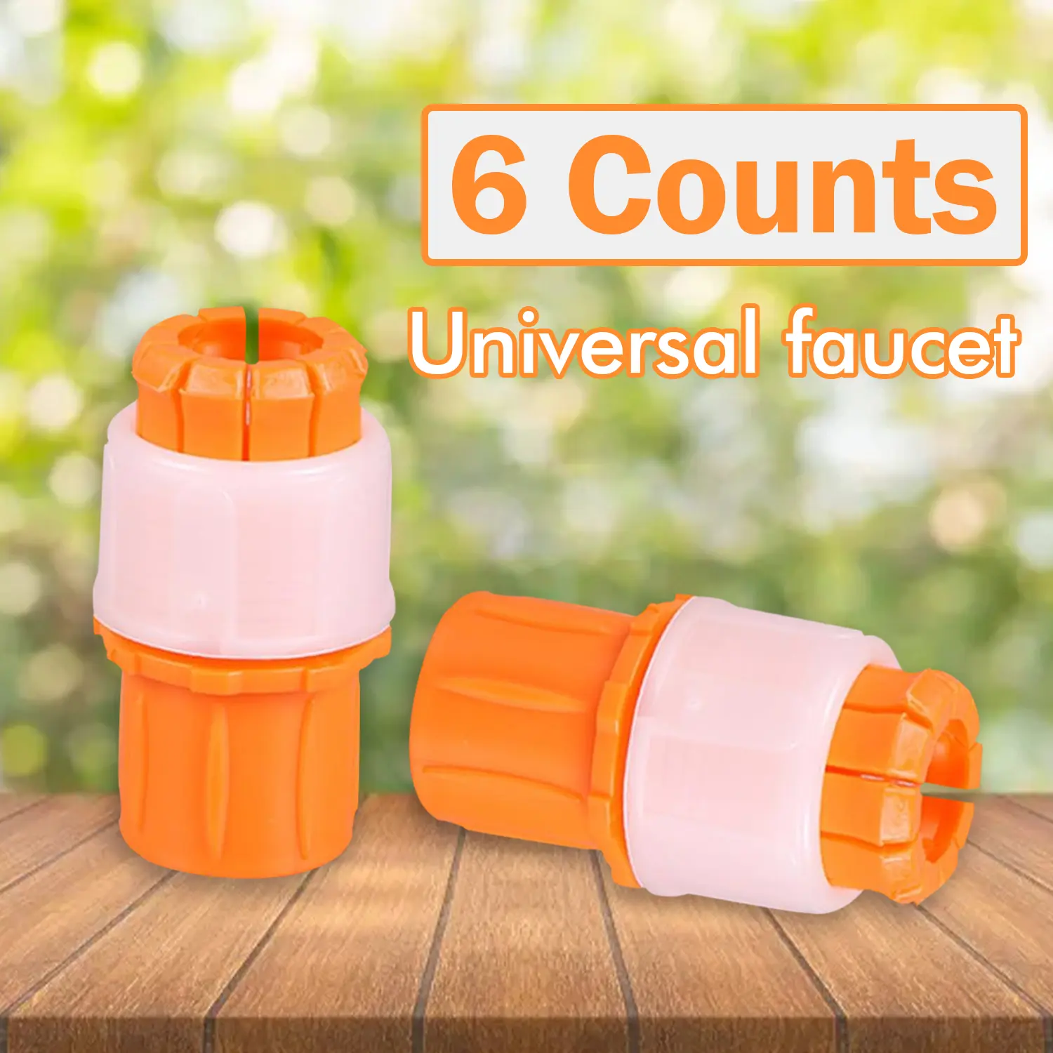 6-Pack Plastic Universal Fit Tap Adaptor Bulk Pack, Indoor-Outdoor Water Faucet Connector for Kitchen Faucets & Watering Irrigation Systems