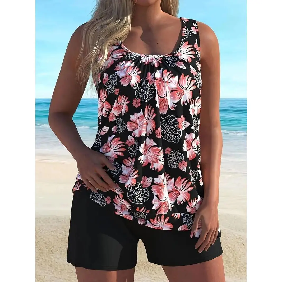 Ladies' two-piece casual plus size beach Tankini swimsuit Ladies' two-piece casual plus size beach Tankini swimsuit