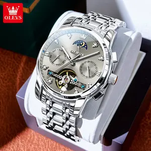 Authentic trendy high-end multifunctional fully automatic mechanical watch OLEVS brand new hollow design luminous waterproof men's watch 6678