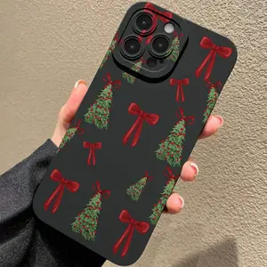 Phone Case, Personalized Creative Christmas Tree Bow Design, Compatible with iPhone 11-17 Series, Durable Protective Cover