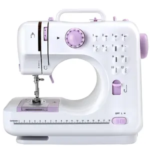 Portable Sewing Machine for Beginners, 12 Stitch Electronic Sewing Machine, Two-speed, Mini Sewing Machine Double-line with Reverse Stitch