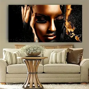 Frame not included springtok Unframed Modern Art Canvas Poster - Black Golden Woman Oil Painting Wall Art and Decor for Bedroom,Living Room,Corridor Room Decoration