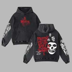 [$$$MANLIFE] Misfits - Mommy, Can I Go Out And Kill Tonight Retro Unisex Acid Washed Hoodie T-Shirt, Retro Y2K punk rock Streetwear Top Classic Hoodie Tshirt, Alternative Streetwear Essential for Rock Lovers