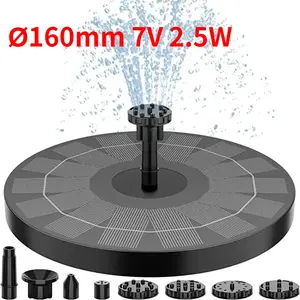1W/1.5W/2.5W Outdoor Solar Water Fountain Suitable for Garden Pond Solar Fountain Pump Kit with 6 Nozzles for Garden Decoration