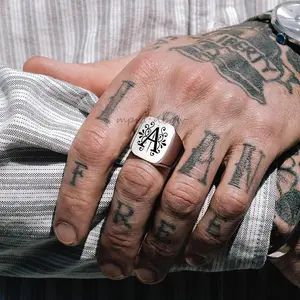 A-Z Initial Ring for Men Boys,Stainless Steel Alphabet Ring Sigent Rings Chunky Ring,Punk Jewelry Father's Day Gift