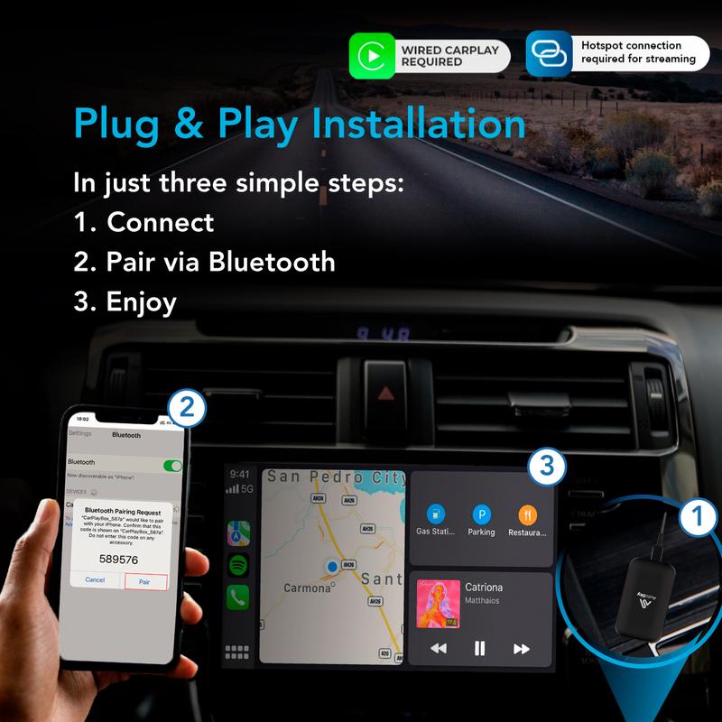 AutoSky AI Box Lite Plus 2024 - Streaming Netflix and Youtube to your car! Wireless CarPlay and Android Auto apple carplay wireless  carplay