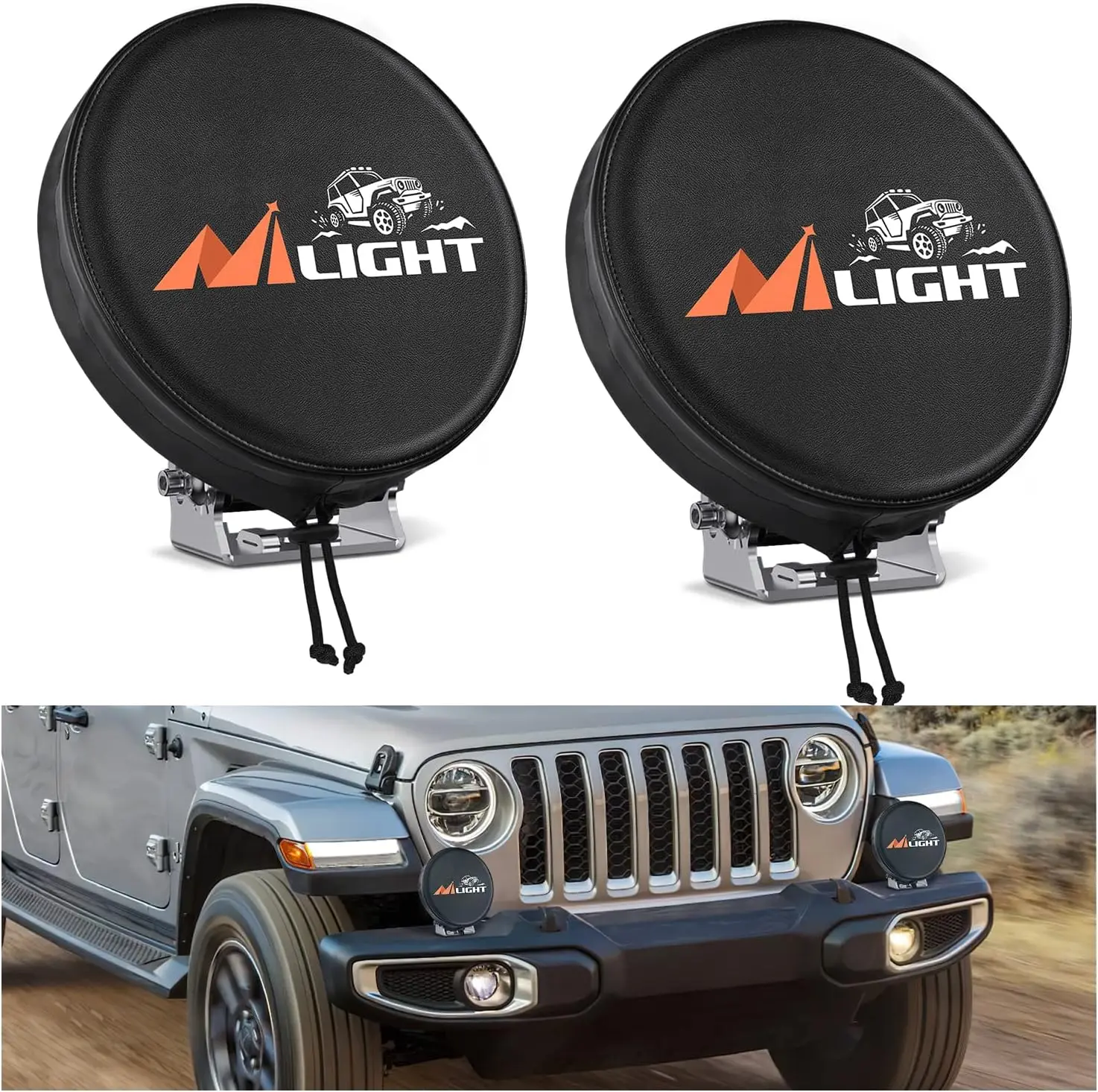 Nilight 7-Inch Round Offroad Driving Pod Light Cover - 7.25-Inch Diameter Black Leather Protector for Ditch, Fog, Bumper Auxiliary Headlights, Men's Accessories