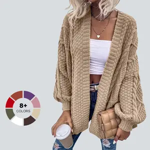 Imily Bela Womens Oversized Cardigan Sweaters Open Front Cable Knit Lantern Long Sleeve Chunky Outwear Coats in 8+ Colors