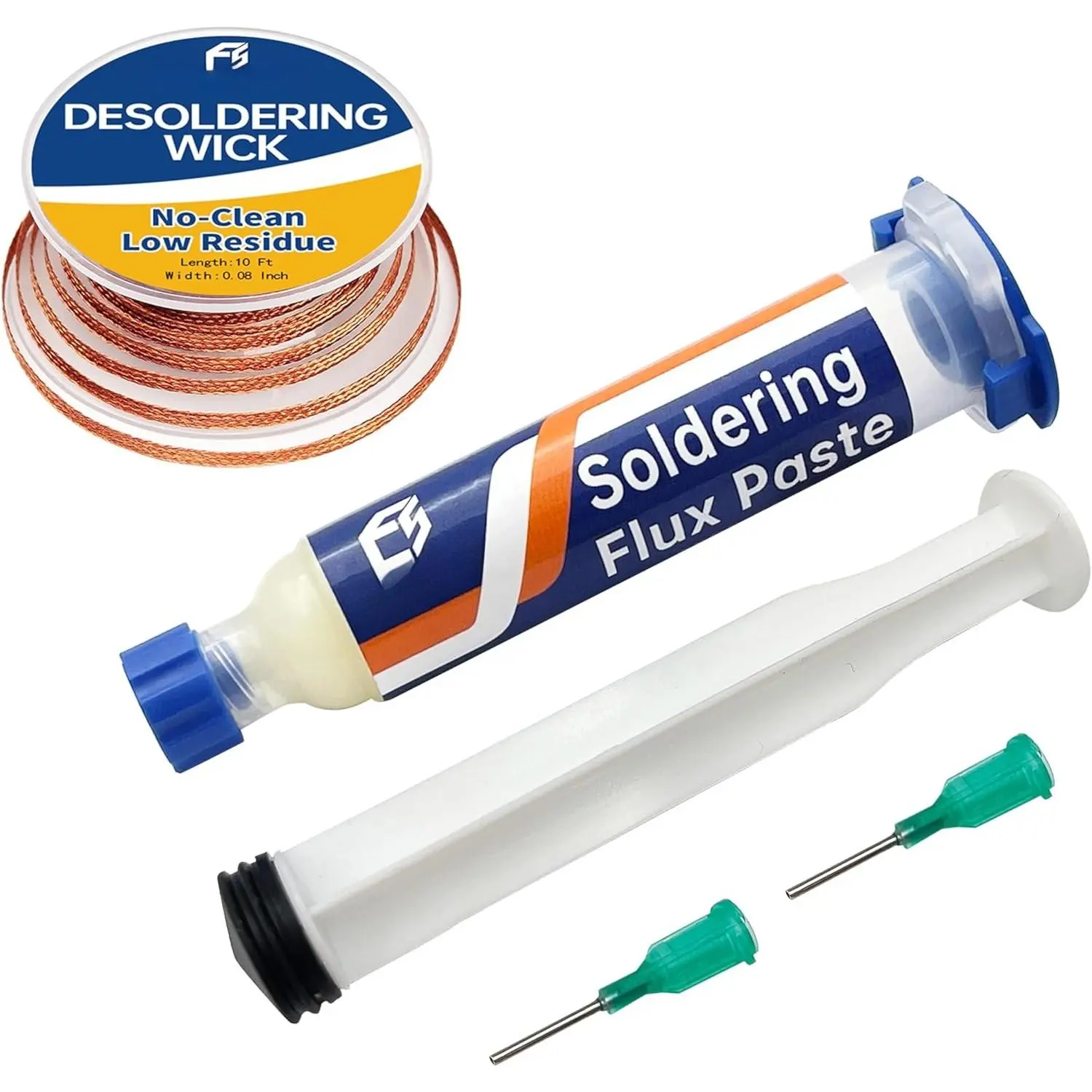 Desoldering Wick and Soldering Flux Paste for Electronics Repair, No Clean Flux(10CC), Solder Removal Kit