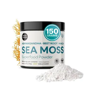 Atlantic Naturals Sea Moss Superfood Powder with Ashwagandha, Beet Root, and Maca Root - Sea Moss Powder Supports Healthy Skin, Athletic Performance, and Positive Mood - Vanilla Flavor (150g)