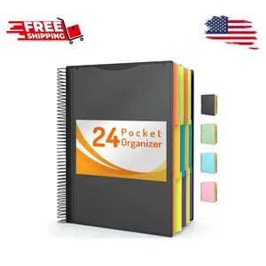24 Pocket Project Organizer, 1/3-cut Tab Binder Organizer