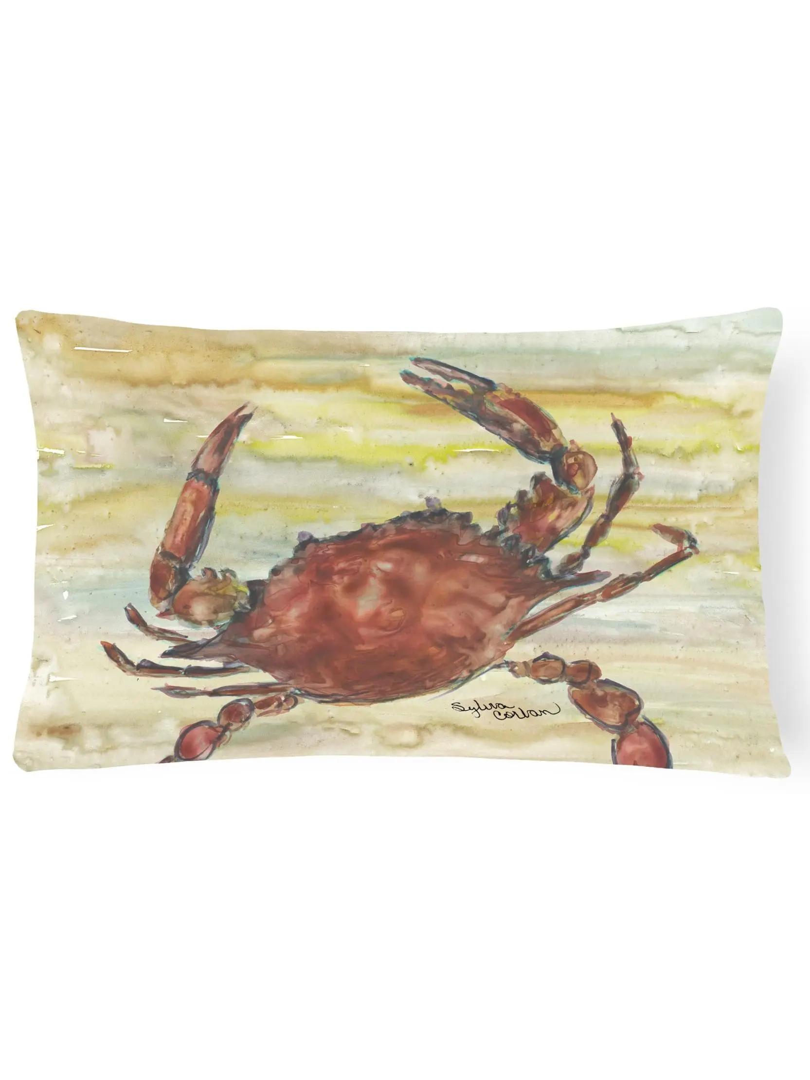 Carolines Treasures SC2022PW1216 Handmade Sturdy Durable Moisture-Resistant Cooked Crab Yellow Sky Canvas Fabric Decorative Pillow for Indoors, Outdoor Sofas, Outdoor Furniture