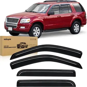 Nilight Tape-On Rain Guards for Ford Explorer 2002 2003 2004 2005 2006 2007 2008 2009 2010, Window Visors Vent Wind Deflectors-4PCS, 4-Piece Kit, Fog Prevention