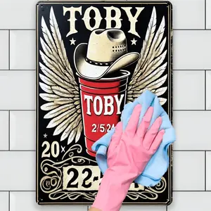 Room Decor 1pc Toby Themed Vintage Metal Tin Sign, 7.87x11.81inch, Retro Wall Art for Bedroom, Kitchen, Dining Room, Bar - Durable Iron Construction, Easy to Hang, Ideal for Home, Office Decor or Gift