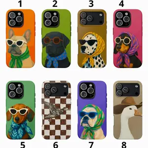Whimsical Aesthetic Phone Case – Retro Dalmatian, Checkerboard Duck & Cowboy Goose Art Compatible with iPhone X, 11, 12, 13, 14, 15, 16, 17 Series & Galaxy Series