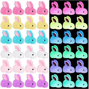 Miniature Bunny Figurines - 60Pcs Luminous Resin Bunny for Garden Landscape, Aquarium and Birthday Party Room