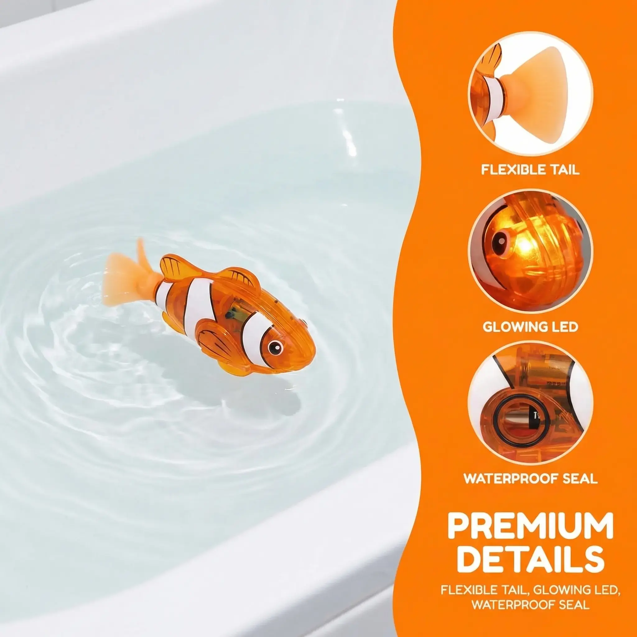 Electronic Pet Fish Bath Toy, 4pcs/set Induction Activated LEDLight Up ...