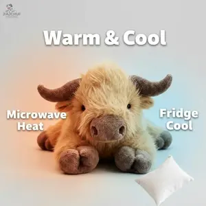 Highland Cow Plush Toy, Weighted Stuffed Animals, Microwaveable 4lb, Soft Filling, Suitable for Kids and Adults, Best Gift Choice, Unisex