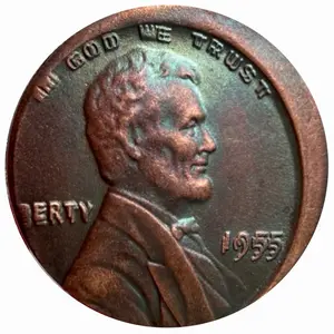 1955 Lincoln Doubled Die Obverse Rare Blue Toning Wheat Cent Off Center Double Struck Error Uncirculated Historical Collectible Coin for Numismatists