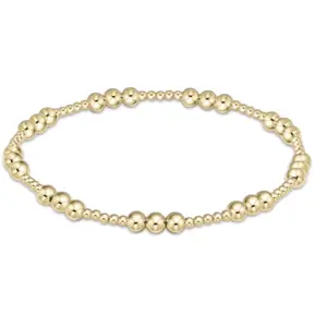 E Newton Classic Joy Pattern 4mm Bead Bracelet - Gold