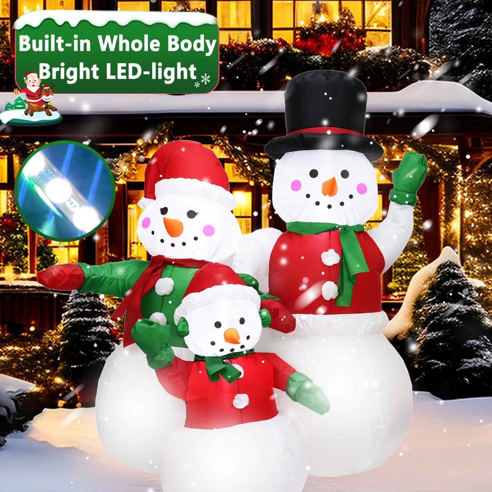 5 Ft Christmas Inflatables Snowman Family Outdoor Decoration with Built in LED Lights Blow ups Christmas Snowman Decoration, Xmas Inflatable Decor for Lawn Garden Yard and Holiday Party