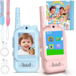 Upgraded Second Generation Children's Video Walkie-Talkie 2-Pack with Camera & Long-Range Communication for Ages 3-12 Perfect for Indoor & Outdoor Play Colorful Pink & Blue Design Great Christmas Gift