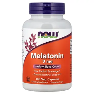 NOW Foods Melatonin, 3 mg, 180 Veg Capsules