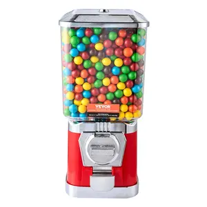 【Summervibes】VEVOR Gumball Machine for Kids,  17"H Home Candy Vending Machine, PC Gumball Dispenser, Bubble Gum Machine for Game Stores, Coin Operated Gumball Bank for Toy Capsules Bouncy Balls Candy, Red