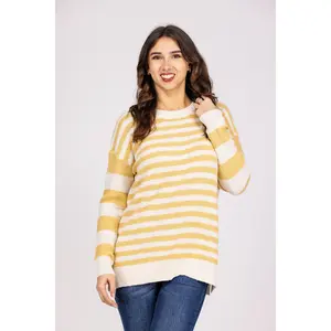 Nuzzles and Cuddles Women's Soft Striped Crew Neck Sweater
