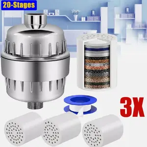 20-Stage Shower Head Filter - 3 Replaceable Filter Cartridges for Hard Water - Designed to Improve Shower Performance