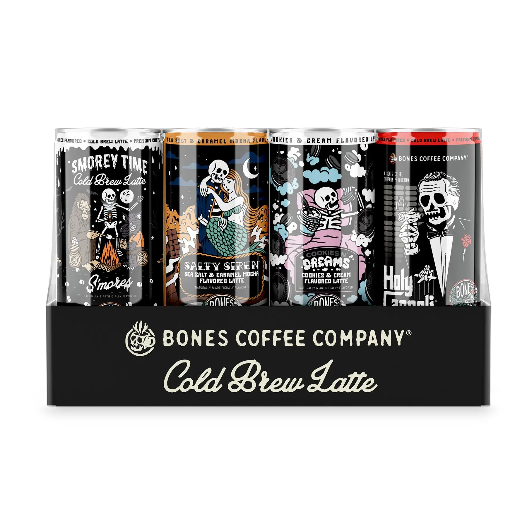 Bones Coffee Company Ready-to-Drink Lattes – 12-Pack Flavored Coffee Lattes & Variety Pack