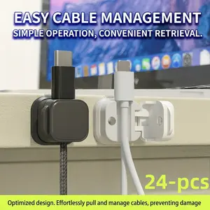 Magnetic Cable Management Clips Set, 24 Pieces, No Drill Adhesive Wire Organizer, Data Line/network Cable Desk Holder, Wire Storage Clamp