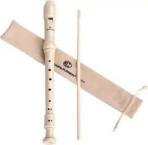 Soprano Recorder Instrument for Kids&Student - German Fingering 8 Hole Flute ABS Descant Recorders for Beginners with Cleaning Rod and Bag, Beige