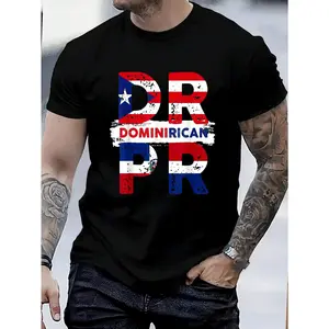 100% Cotton Drpr Dominican Design For A Puerto Rico Dominican Flag T-Shirt Women's Men's Graphic Tee Causal Tops Fashion