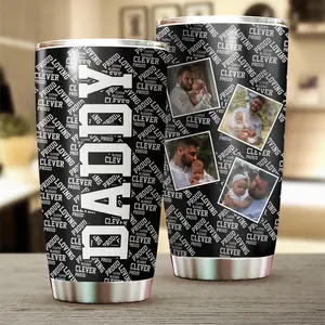 Personalized Photo Dad 20oz Tumbler Cup, Custom Picture Stainless Steel Insulated Travel Mug, Fathers Day Birthday Gift from Kids