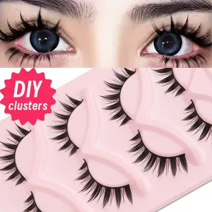 5 Pairs Cartoon Style False Eyelashes, Role Play Comic Pointed Tips, Soft Voluminous, Reusable, Suitable for Beginners