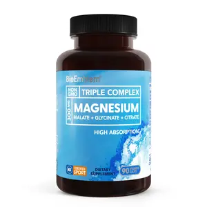 【BioEmblem】Triple Magnesium Complex, 300mg of Magnesium Glycinate, Malate, & Citrate for Sleep, Muscles, Nerves Dietary Healthcare Fitness Vitamin