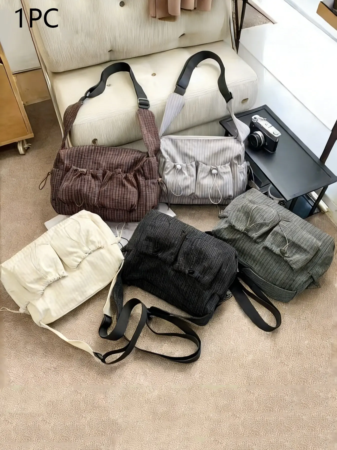 Personality classic lazy style fashion versatile shoulder messenger bag, retro simple trend striped commuter messenger bag, niche design exquisite street style suitable for daily travel, shopping and so on. Casual Crossbody Bags