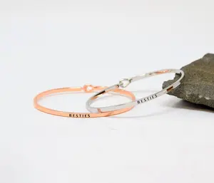 BESTIES | Inspired Message Engraved Simple Bangle Bracelet | Anniversary, Birthday, Christening, Christmas, Confirmation/Communion, Engagement, Father's Day, Graduation, Mother's Day, Valentine's Day, Wedding